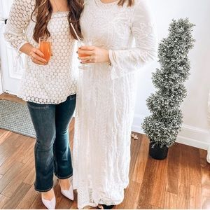 White Lace Bridal shower dress Roolee Medium long maxi